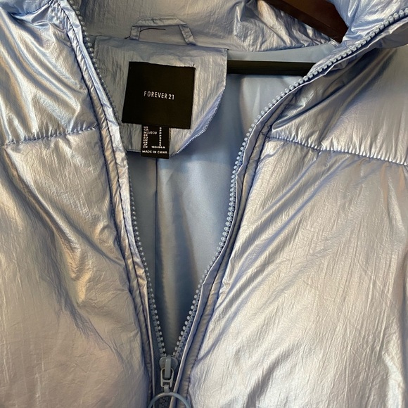 NOT FOR SALE! 
Forever 21 Shiny Blue Puffer Jacket - Picture 3 of 5